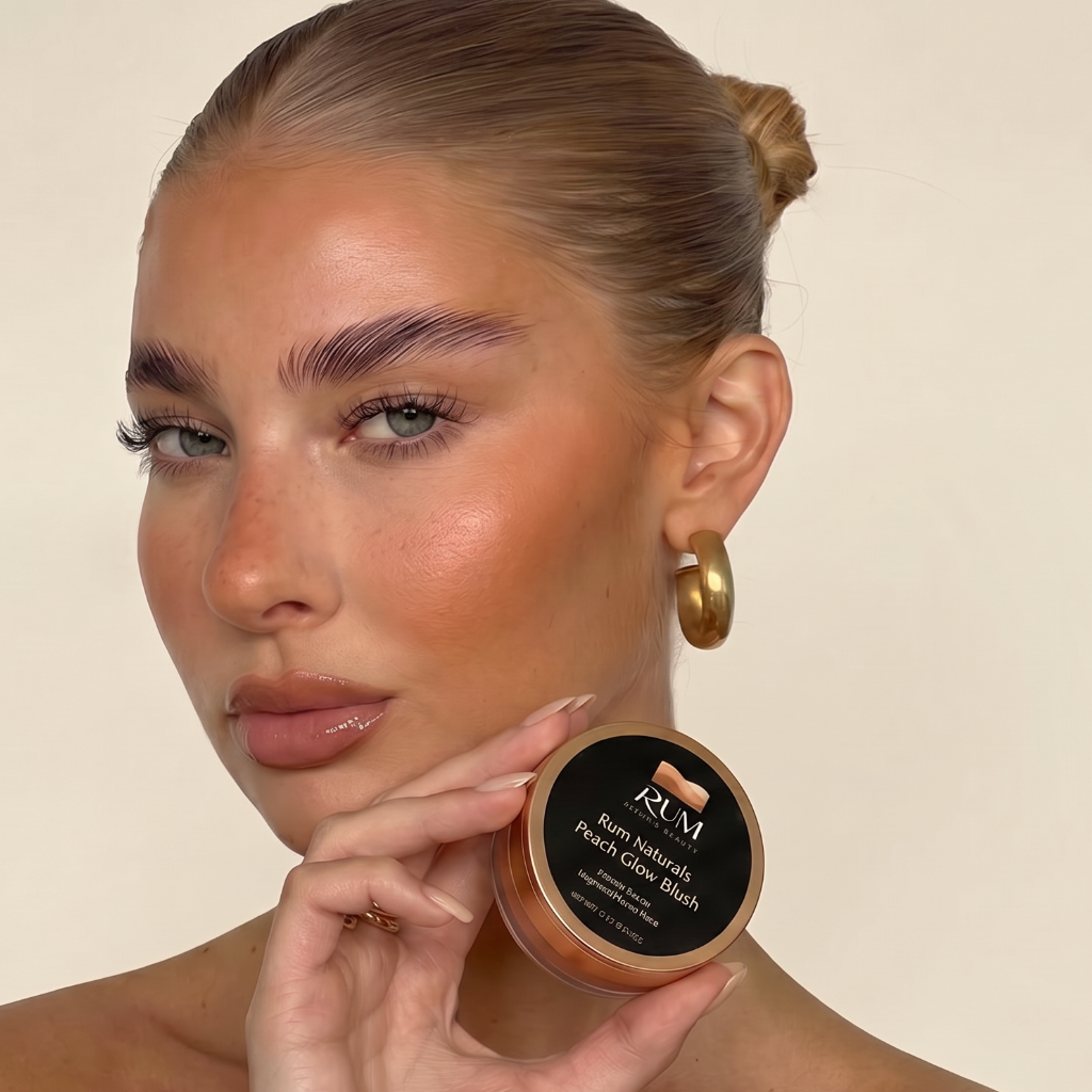 Peach Mineral Glow powder blush product detail view by RUM Rituals Beauty