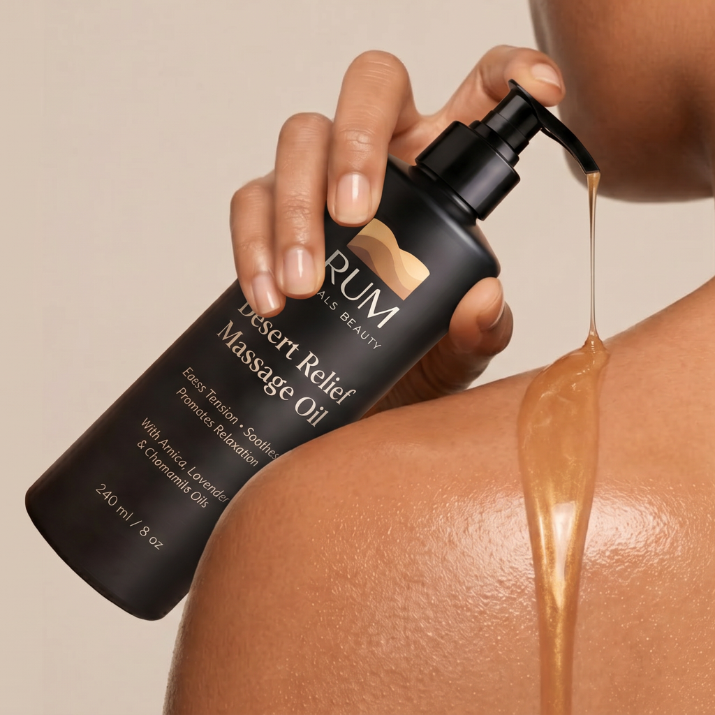 Muscle Relief botanical massage oil alternate product view by RUM Rituals Beauty